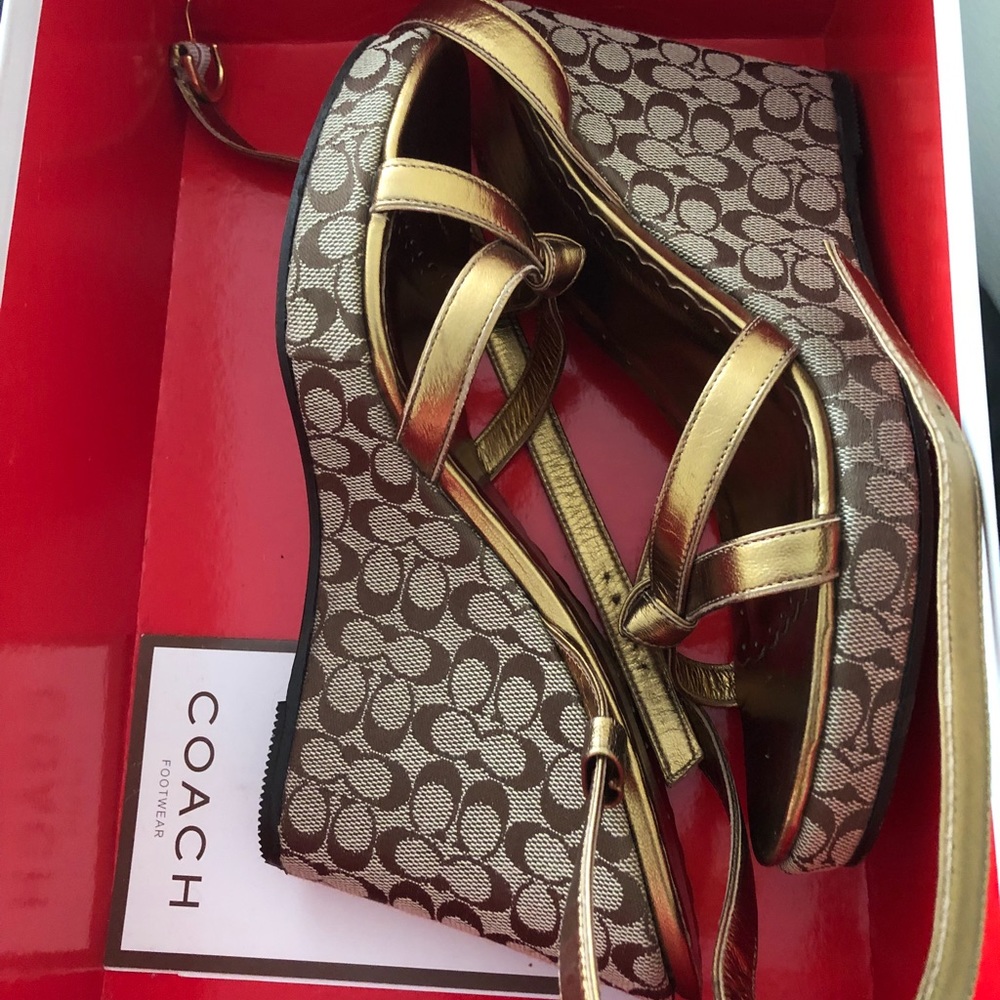 Coach open toe wedges